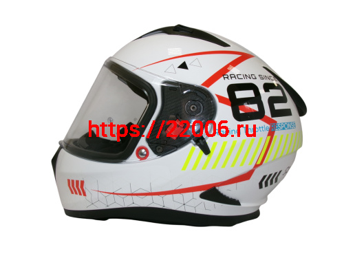Шлем TVS RACING (Индия) STREET D/V WHITE YELLOW размер XL, + пинлок в комплекте, очки фото 2