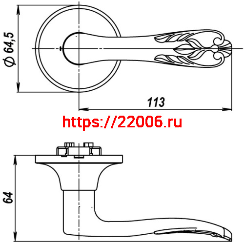 Ручка Punto (Пунто) защелка DK633 MAB-ET (6033 MAB-E) (кл./фик.) мат.бронза фото 3