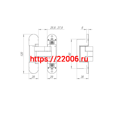 Петля Armadillo (Армадилло) скрытой установки U3D8000.VPG AB бронза TECH фото 5