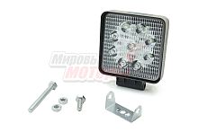 Фара светодиодная 27W 9 диодов SMD, 55мм квадрат. мет. корпус, ближний свет (Flood)