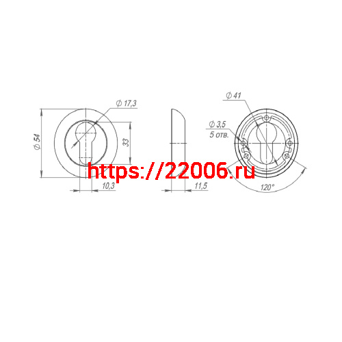 Накладка Ajax (Аякс) под цилиндр ET.R.JR54 (ET JR) SN/CP-3 матовый никель/хром фото 3