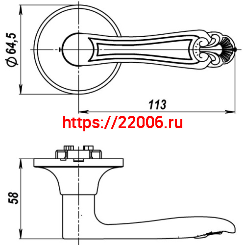 Ручка Punto (Пунто) защелка 6037 MAB-B (фик.) мат. бронза фото 3