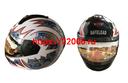 Шлем интеграл "Safelead" HF-110 NEW белый, черный размер L фото 3