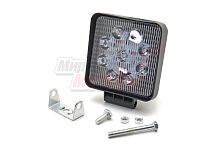 Фара светодиодная 27W 9 диодов SMD, 35мм квадрат. мет. корпус, дальний свет (Spot)