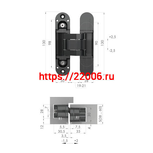 Петля Armadillo (Армадилло) скрытой установки U3D5000.VPG WH белый TECH фото 2