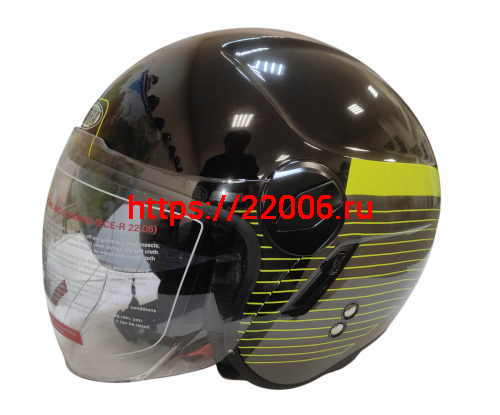 Шлем открытый COBRA EC H595, серый титан, синий, очки, размер XXL