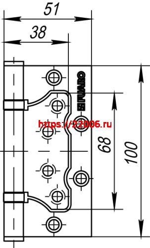 Петля Fuaro (Фуаро) универсальная без врезки IN4500W AB (500-2BB 100x2,5) бронза фото 3