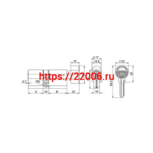 Цилиндровый Fuaro (Фуаро) механизм 1000ZM Knob60(25+10+25) SSG сатинированное золото 5Key с вертушкой фото 3