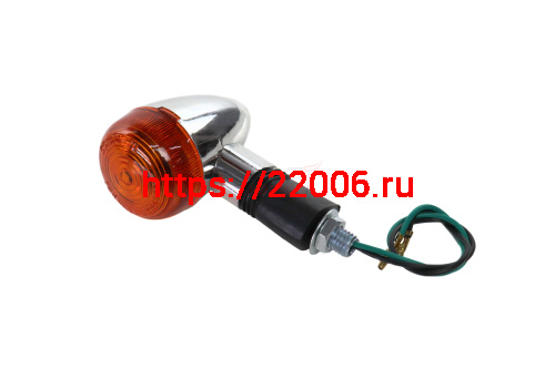 Боковой фонарь (BF-08) "Байкер" хром малый желт. (пласт)