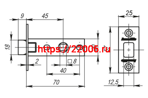 Защелка Armadillo (Армадилло) врезная LH 120-45-25 SN Матовый никель BOX /прям/ фото 3