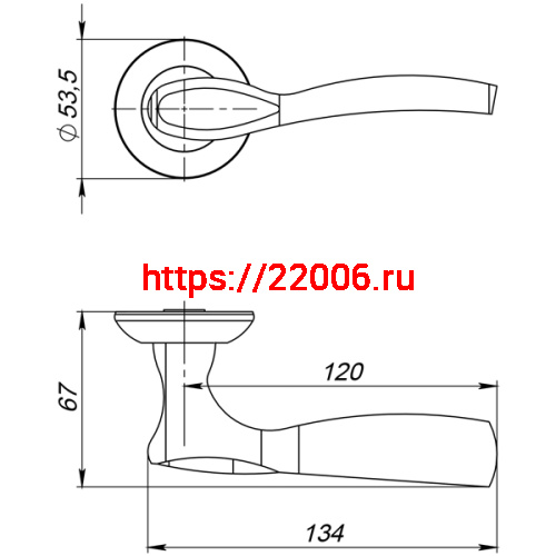 Ручка Ajax (Аякс) раздельная R.JR54.SILVA (SILVA JR) SN/CP-3 матовый никель/хром фото 2