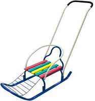 Санки Кирюша-4 (продольная рейка, подножка, съемная спинка, овальный полоз 30х15мм, 2-х стор.толкатель)(в уп.2шт!)