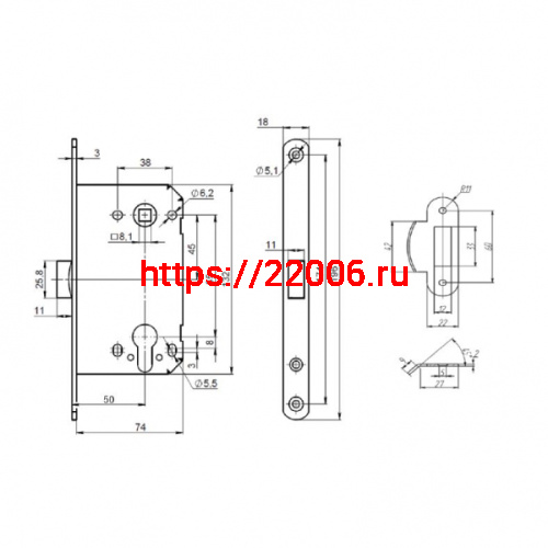 Корпус Punto (Пунто) замка PL85-50/BL WH (белый) фото 3