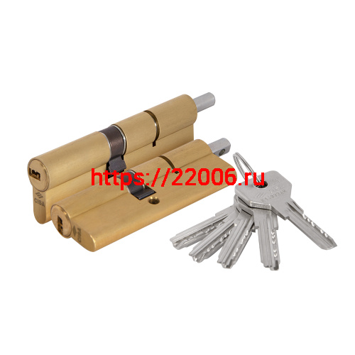 Цилиндровый механизм Cisa (Чиза) под вертушку ASIX OE302-23.66 (100 мм/45+10+45), ЛАТУНЬ
