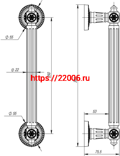 Ручка-скоба Armadillo (Армадилло) PULL.CL250.Matador ( Matador PULL CL) SILVER-925 серебро 925 фото 3