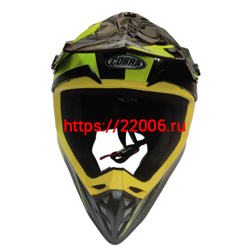 Шлем кроссовый COBRA EC V332, серый титан, синий и желтый, размер M фото 2