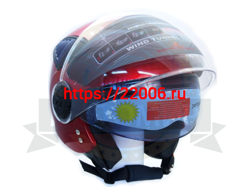 Шлем открытый "Safelead" HF-256  "колобки с доп. стеклом" красный L фото 2