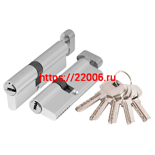 Цилиндровый Ajax (Аякс) механизм (AX202/60) AX2002Knob60 (25+10+25) CP хром с вертушкой