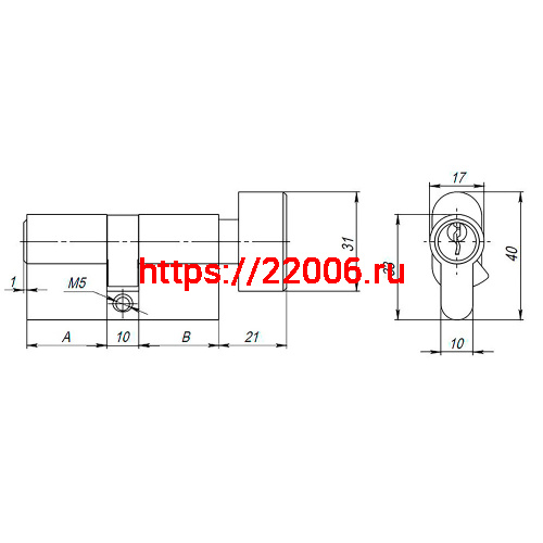 Цилиндровый Ajax (Аякс) механизм (AX102/70) AX1002Knob70 (30+10+30) CP хром с вертушкой фото 3
