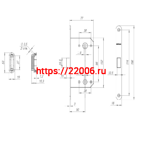 Защелка Fuaro (Фуаро) врезная MAGNM96WC-50 (M96WC-50) SN мат.никель фото 3