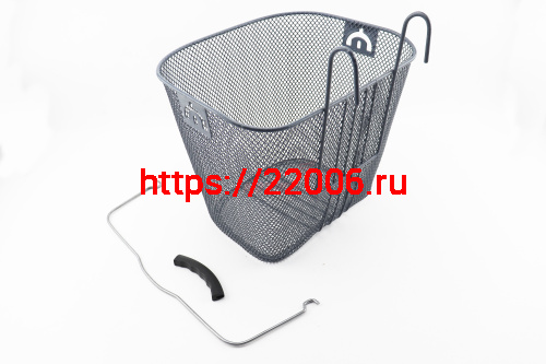Корзина передняя на руль (навесная с крюками, с ручкой) ТЕМНО-СЕРАЯ