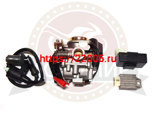 Двигатель скутер 4х такт. GY6-80 (короткий 10") 70 см3 (дл. ось на 2 амортизатора) фото 3