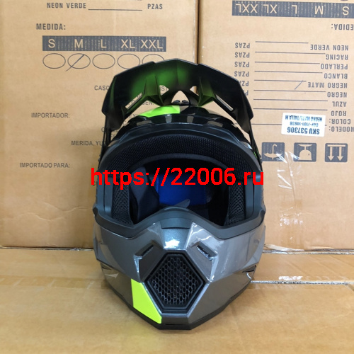 Шлем кроссовый COBRA JK801, №3 серый - лайм, размеры XL фото 2 Шлем кроссовый COBRA JK801, №3 серый - лайм, размеры XL фото 2