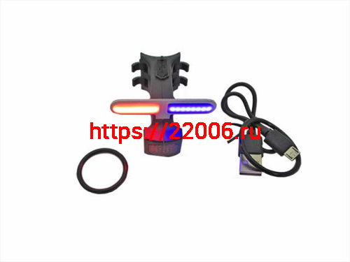 Фонарь задний вело мигалка ультра-яркий, сине-красный, с аккумулятором Фонарь задний вело мигалка ультра-яркий, сине-красный, с аккумулятором